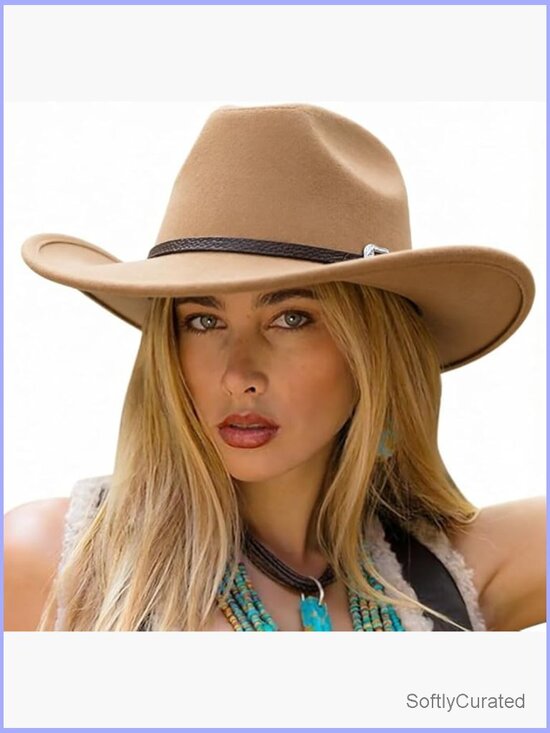 Glitter Cowboy Hat Wide Brim Rhinestone Cowgirl Hat Felt Fedora Western Hat main image 7